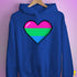 Polysexual Pride 8-Bit Pixel Heart Hoodie - Royal Blue